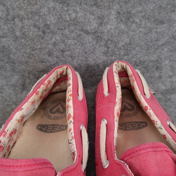 Keen Shoes Womens 8 Casual Boat Loafer Maderas Canvas Pink Two Eye Slip On Flat - Picture 3 of 12